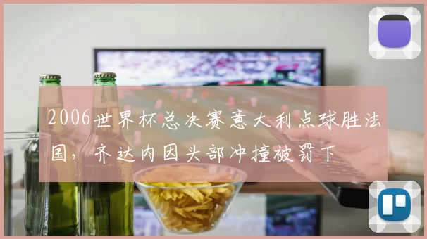 2006世界杯总决赛意大利点球胜法国，齐达内因头部冲撞被罚下